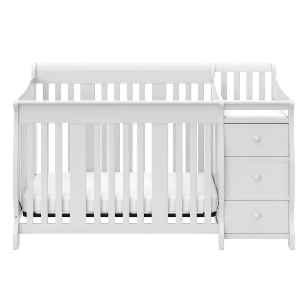 Furniture.White,5 in 1 Convertible Crib and Changer,Changing-Table Combo with Drawer,Converts to Toddler Bed&Full Bed,Adjustable