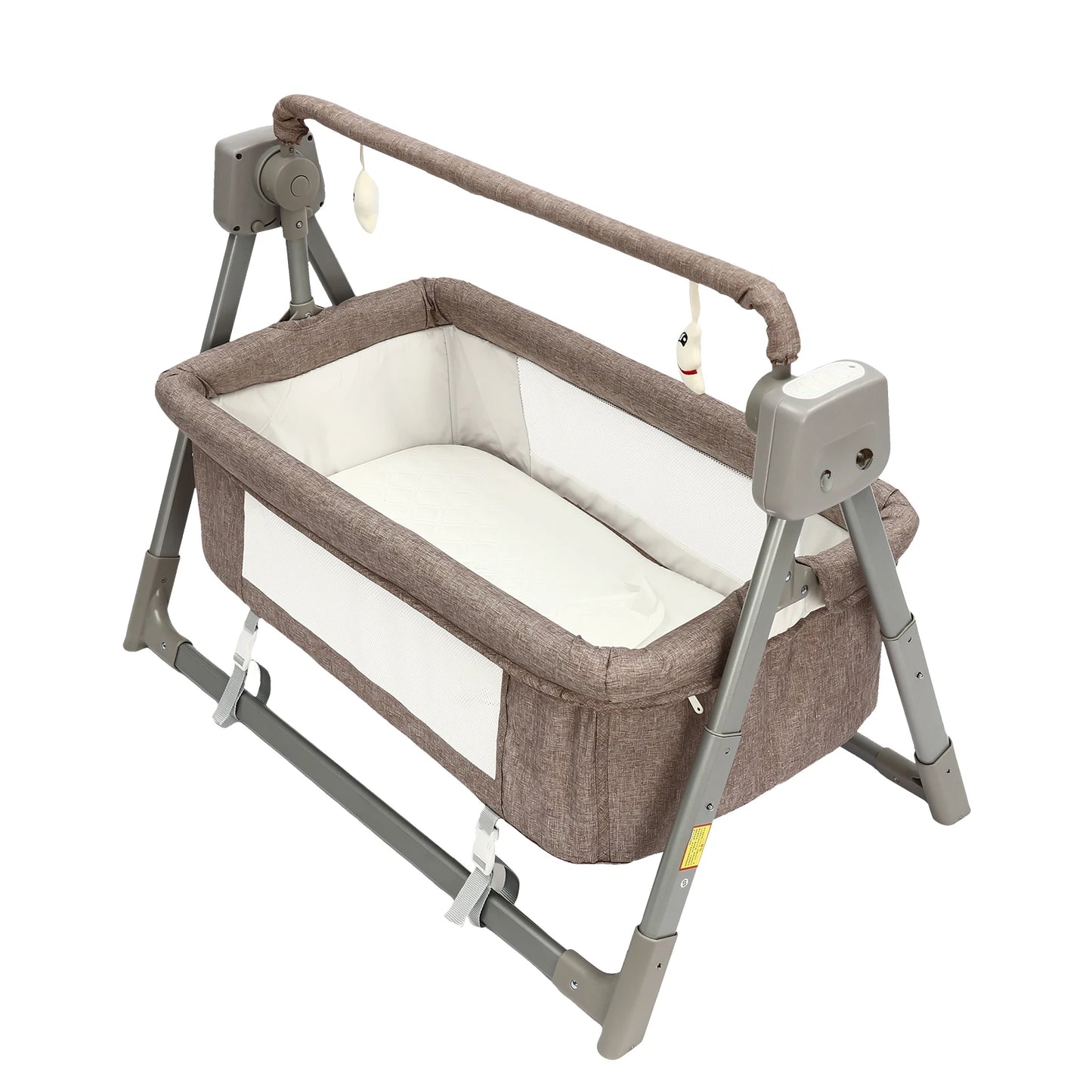 5 Gears Electric Cradle Baby Swing Bed,  Baby Bassinet, Automatic Rocking Recliner Crib Basket Dark Gray/Khaki)