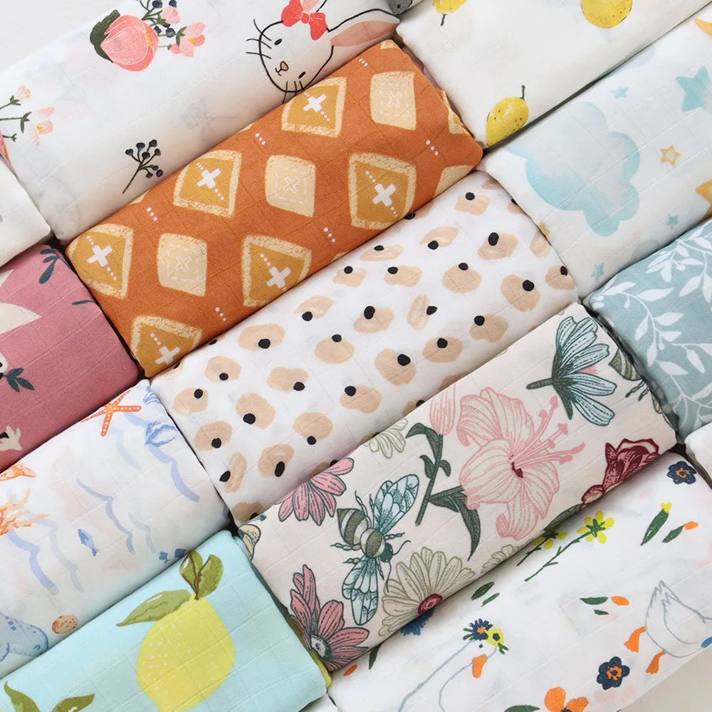 120x120cm Bamboo Cotton Muslin Blanket Baby Swaddle Warp Newborn Bath Towel Gauze Infant Kids Wrap Sleepsack Baby Blankets