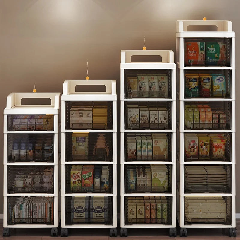 New Bedroom Dustproof Cosmetic Cart Standable Der pe Storage Cabinet Mobile with Wheels Organizer for Nursery