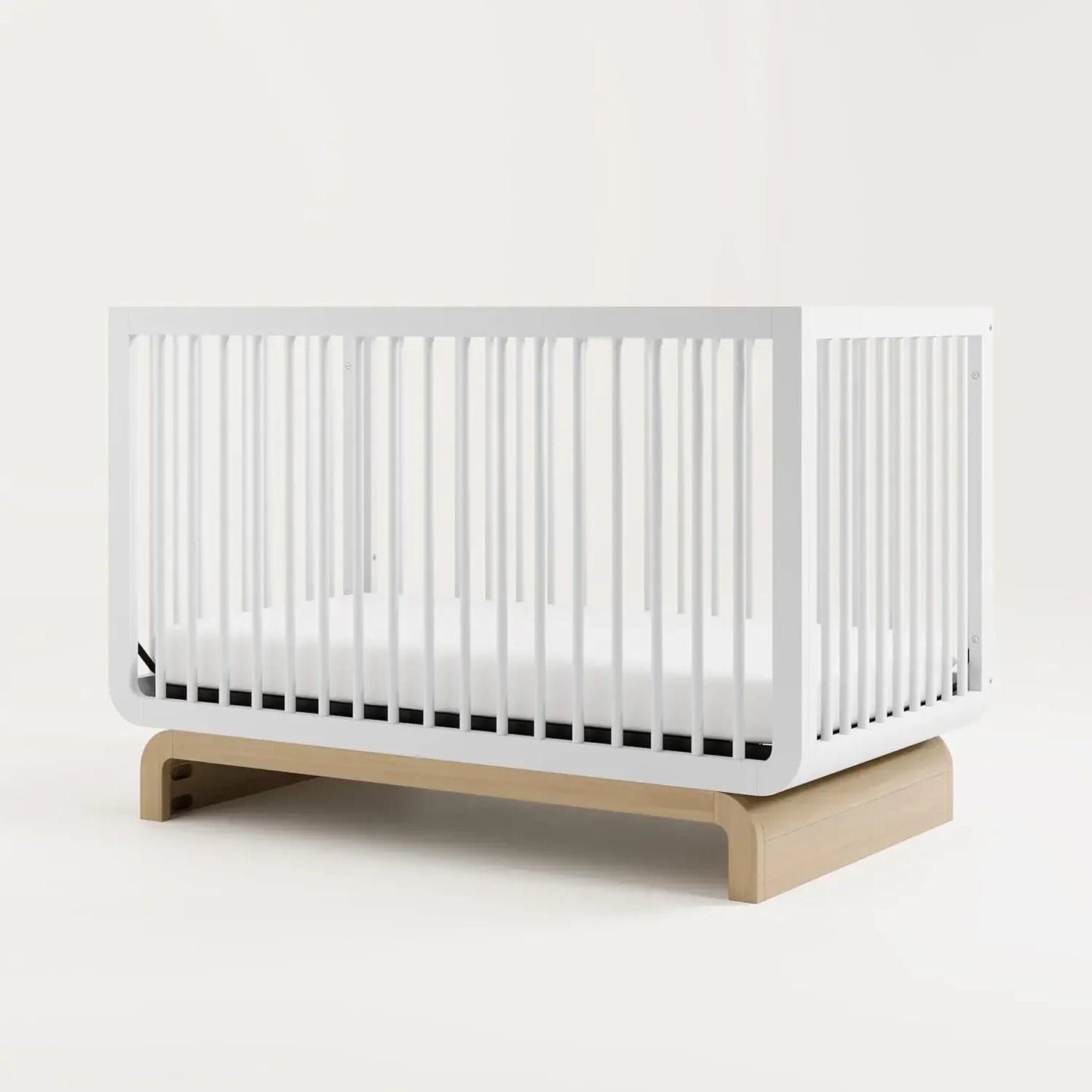 NEW  Santorini Deluxe 5-in-1 Convertible Crib with Bonus Toddler Guardrail (White with Driftwood) ,Fast delivery