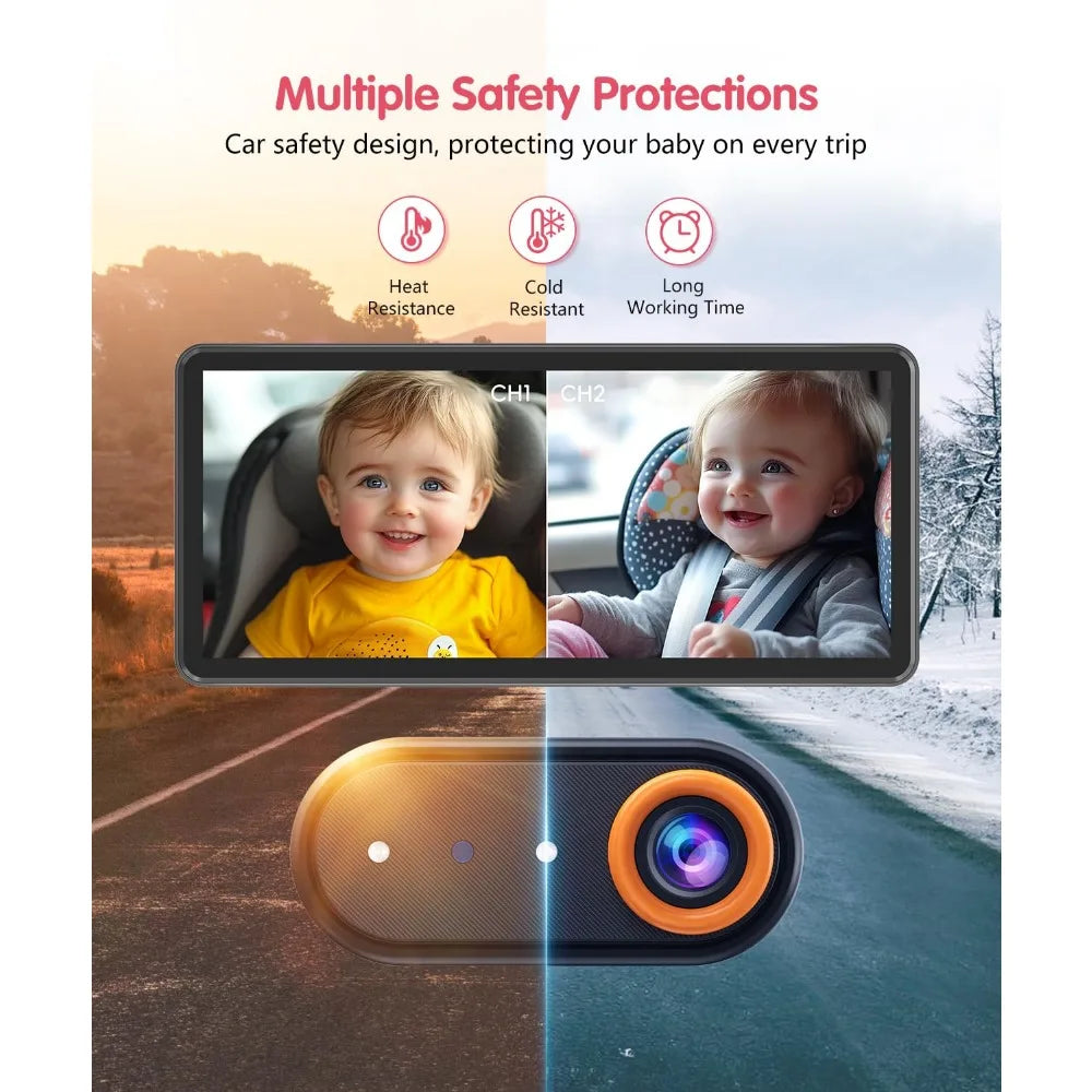 BM5PRO Dual Baby Car Camera & BM1 Car Baby Monitor, Both with Night Vision, HD1080P, Easy Installation, Ideal Gift for Parents w