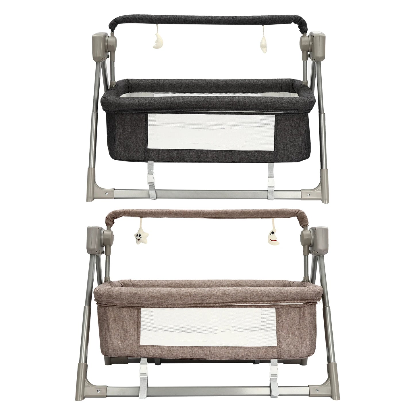 5 Gears Electric Cradle Baby Swing Bed,  Baby Bassinet, Automatic Rocking Recliner Crib Basket Dark Gray/Khaki)