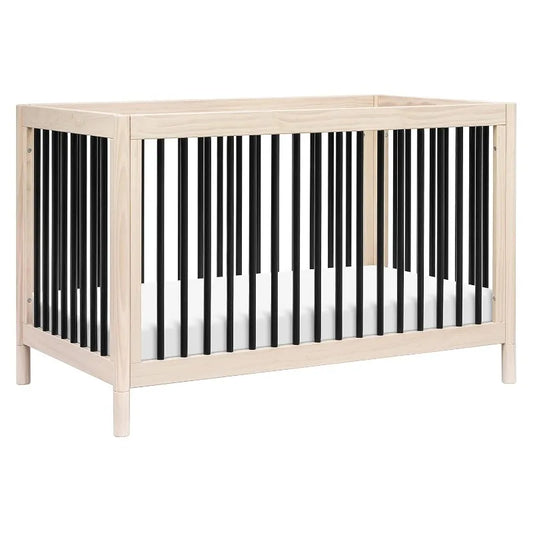 Gelato 4-in-1 Convertible Crib with Toddler Bed Conversion in Washed Natural and Black, Greenguard Gold Certified