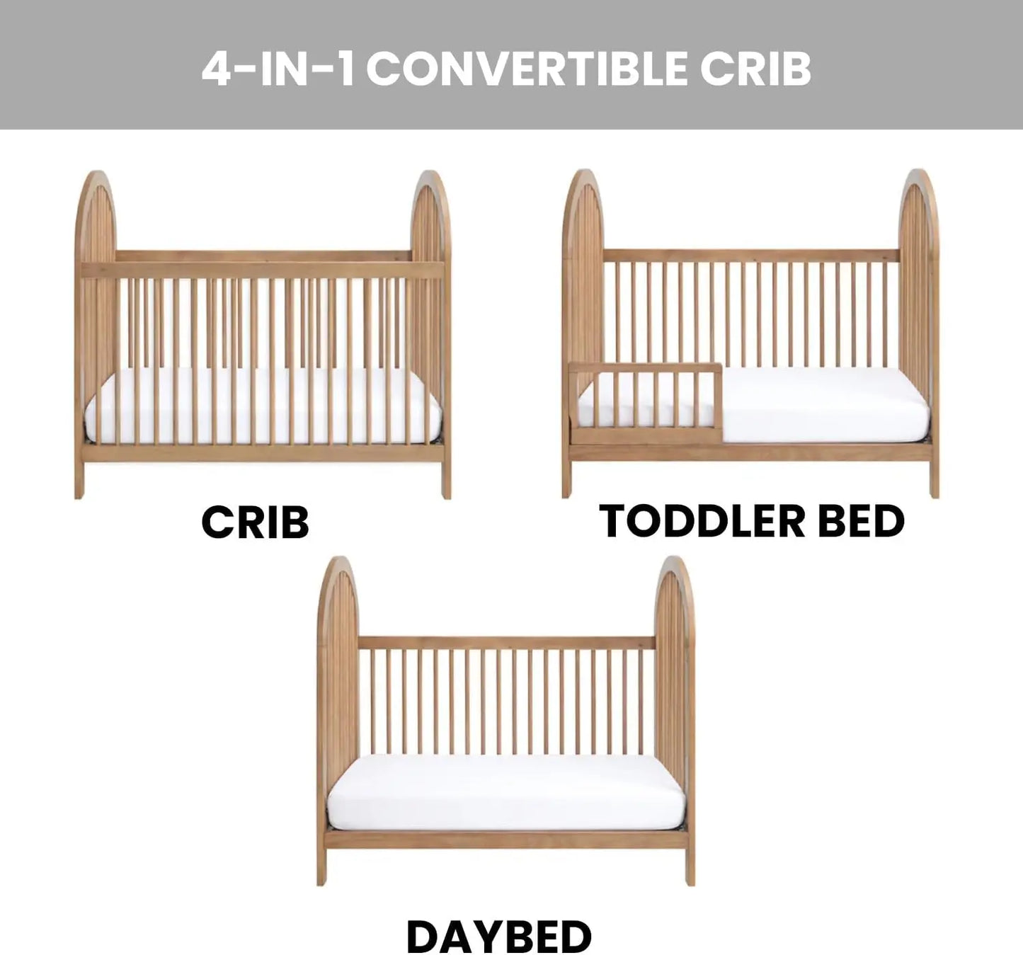 3-in-1 Island Crib, Honey Wood,PREMIUM QUALITY & CRAFTSMANSHIP: Made from solid woods and wood veneers