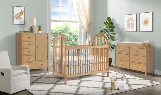 3-in-1 Island Crib, Honey Wood,PREMIUM QUALITY & CRAFTSMANSHIP: Made from solid woods and wood veneers