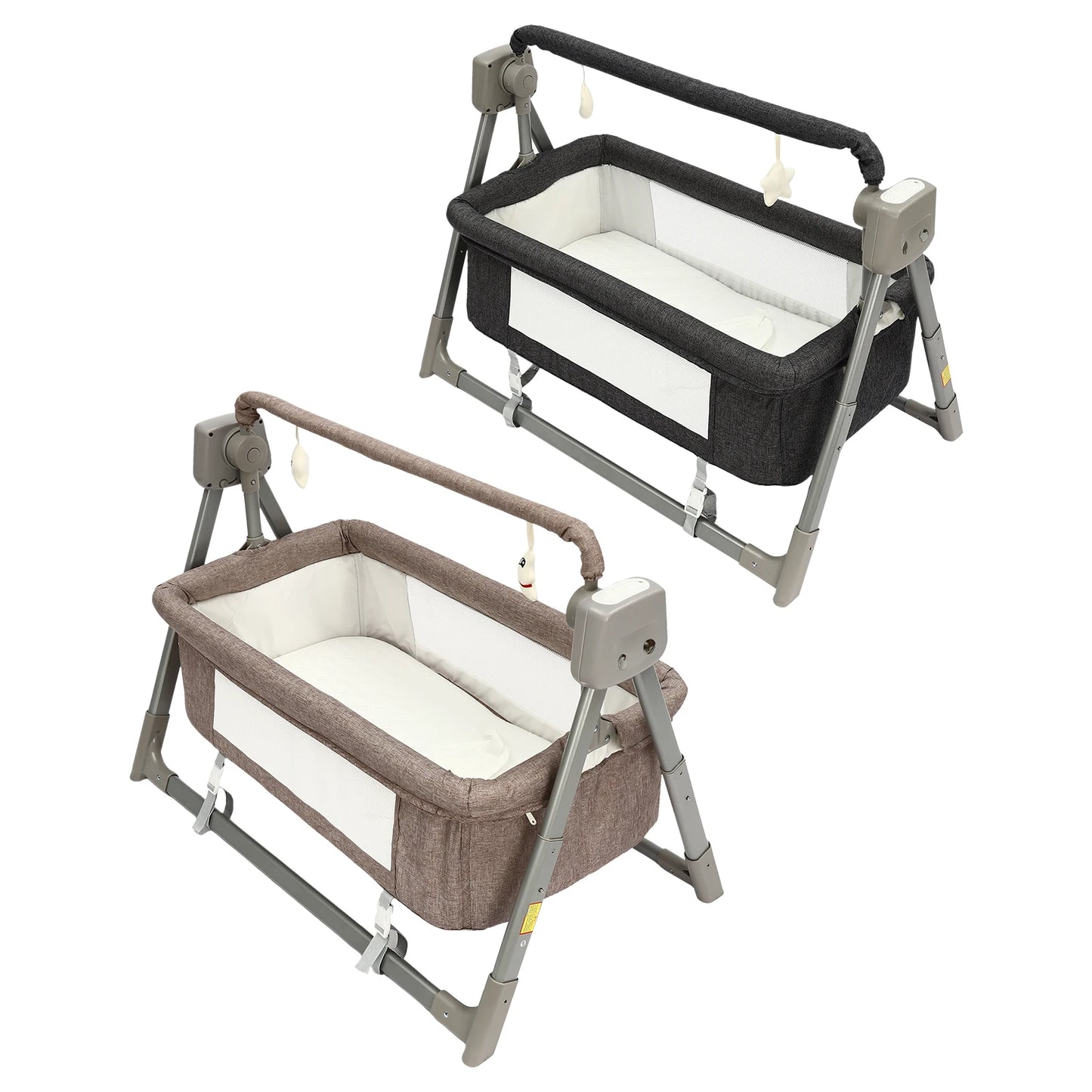5 Gears Electric Cradle Baby Swing Bed,  Baby Bassinet, Automatic Rocking Recliner Crib Basket Dark Gray/Khaki)