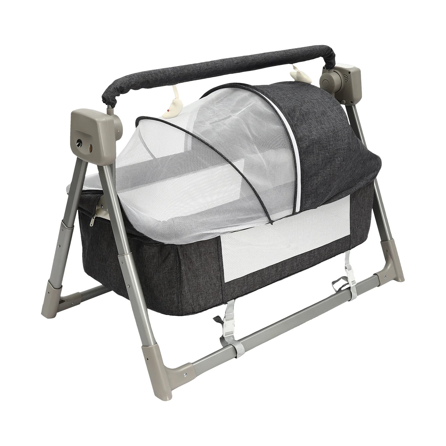 5 Gears Electric Cradle Baby Swing Bed,  Baby Bassinet, Automatic Rocking Recliner Crib Basket Dark Gray/Khaki)