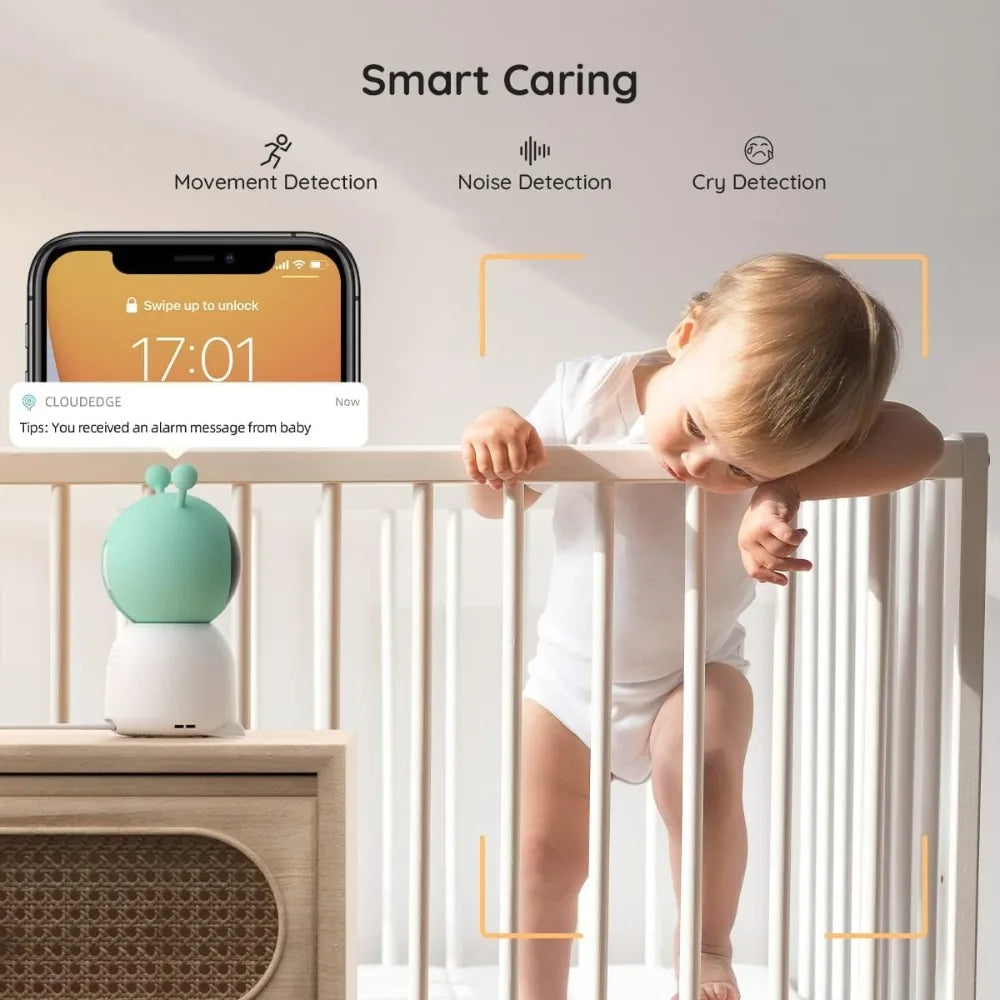 2K Split-Screen 5 Inch Wi-Fi Baby Monitor With 2 Cameras, Colorful Night Light, AI Motion & Sound & Humidity & Temp Detection,