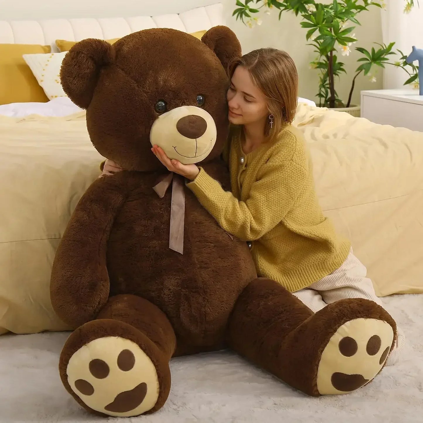 Tezituor  Teddy Bear 5ft, Fluffy Life Size Giant Stuffed Bear , Cute  Teddy Bear Plush Gift for Kids, Girlfriend, Boyfriend,