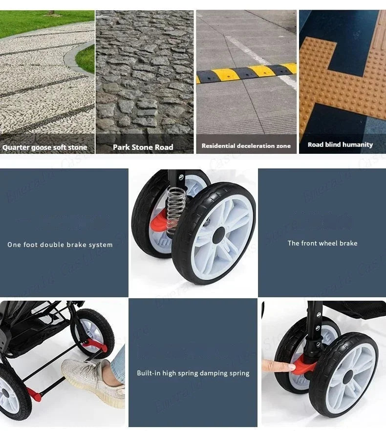 Twin strollers kids two seats strollers foldable carriage Double baby stroller Front and rear seats