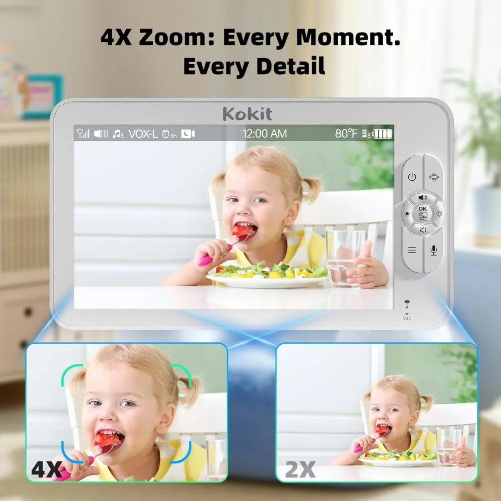 7" 1080P Full HD Split-Screen Baby Monitor,100 Hrs 5000mAh Battery Runs 4 Days with Flexible Bracket,No WiFi Baby Monitor with 2