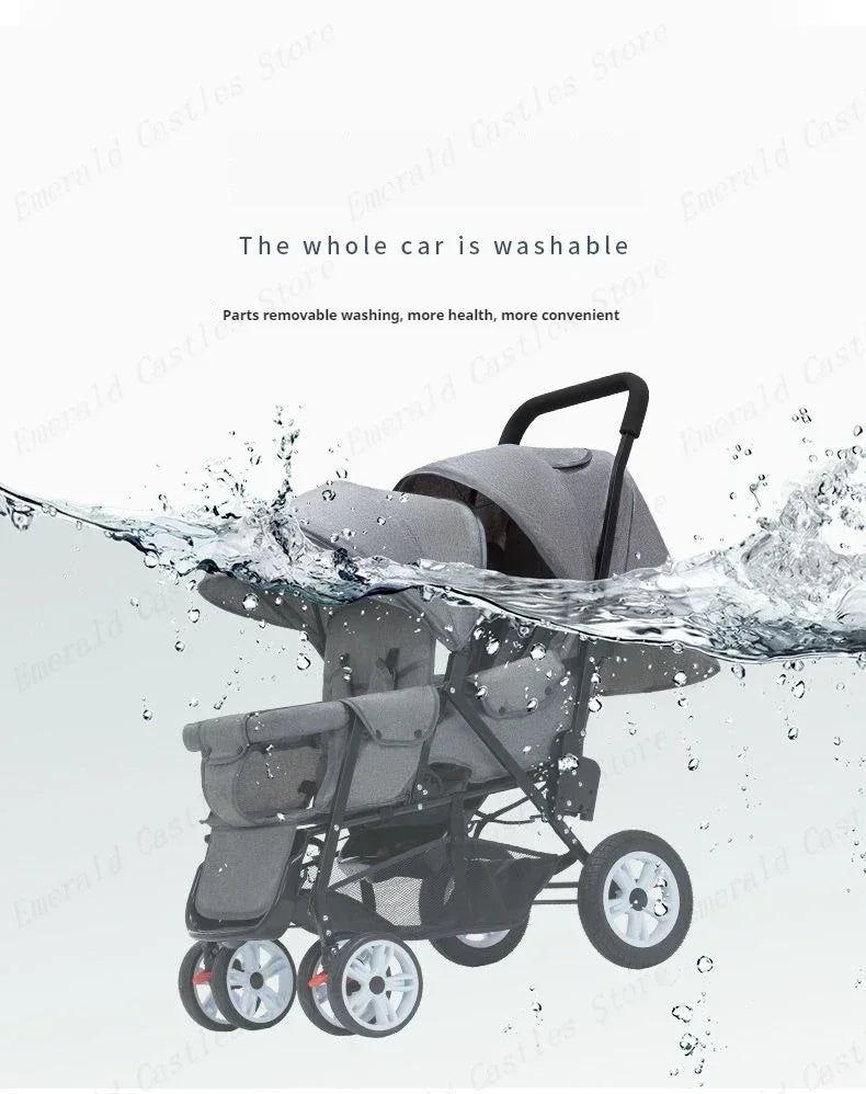 Twin strollers kids two seats strollers foldable carriage Double baby stroller Front and rear seats