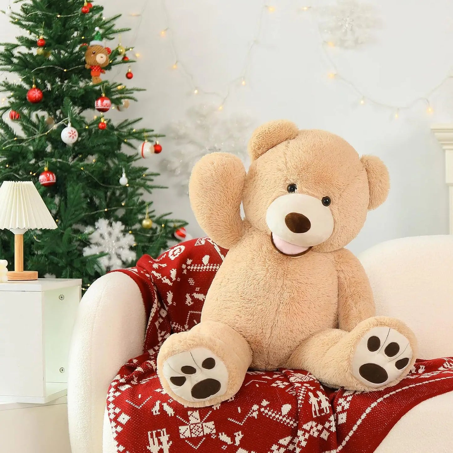 MorisMos Giant Teddy Bear with Big Footprints Plush Stuffed Animals Light Brown 39 inches