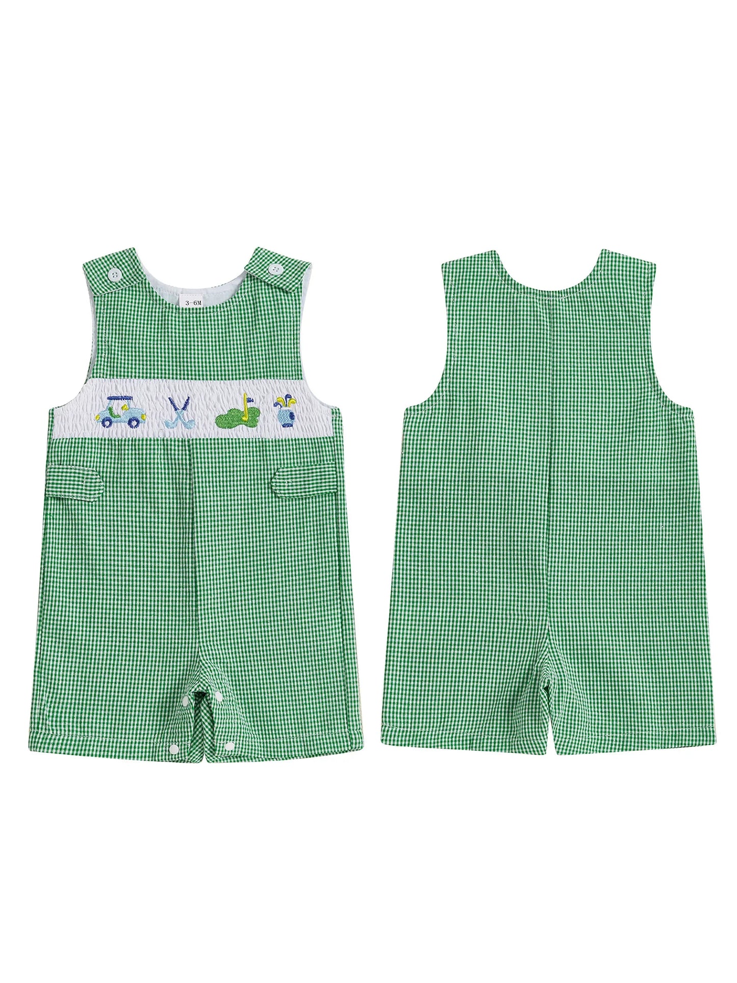 Infant Boy Summer Romper Sleeveless Round Neck Golf Embroidery Jumpsuit Toddler Playsuit Outfit for Newborns