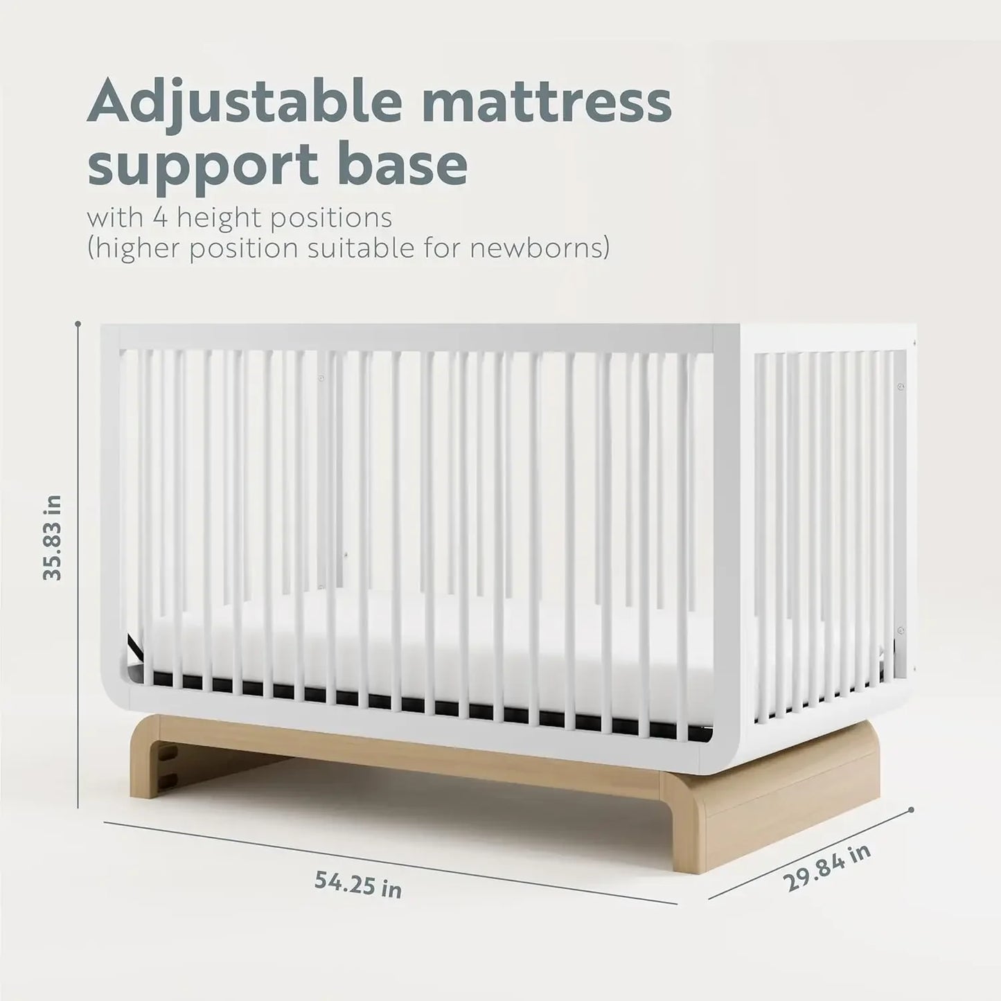 NEW  Santorini Deluxe 5-in-1 Convertible Crib with Bonus Toddler Guardrail (White with Driftwood) ,Fast delivery