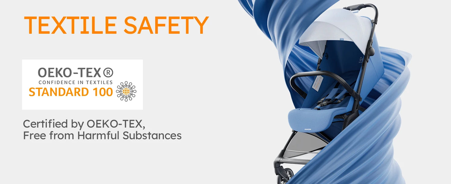 Ultra Air X Portable Baby Stroller 9.9lbs Carbon Fiber Frame with Safety Belt & Storage (BLUE)