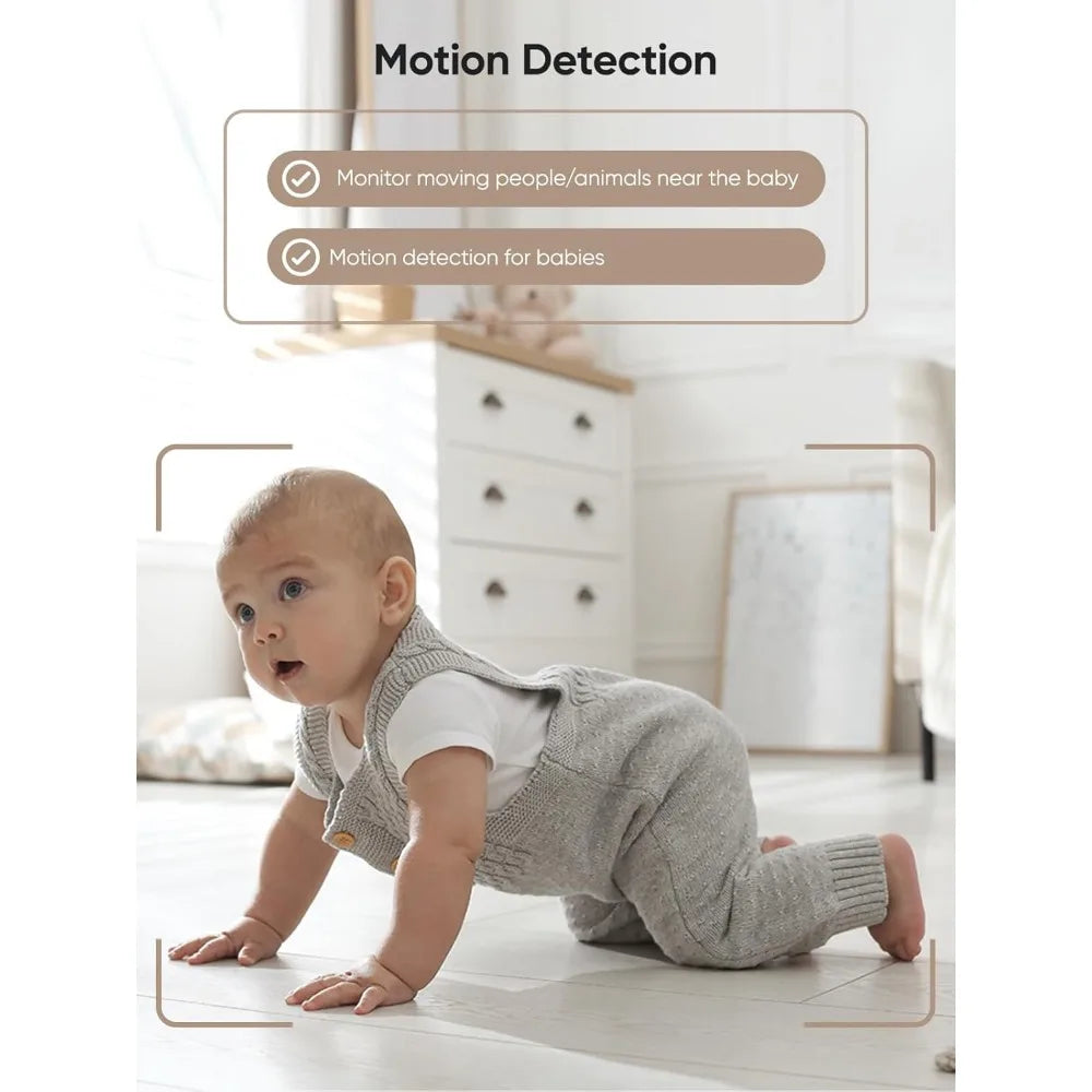 5.5" 1440p Baby Monitor with 2 Cameras, Dual Video Monitor with Split Screen, Smart No WiFi Baby Camera, Detect Sleep Turn Over