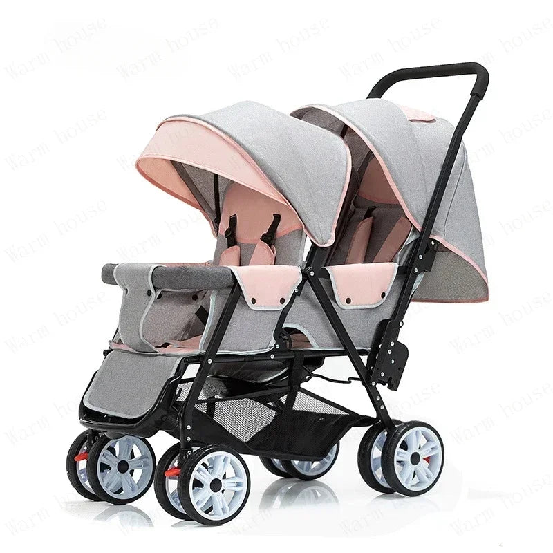 Twin strollers kids two seats strollers foldable carriage Double baby stroller Front and rear seats