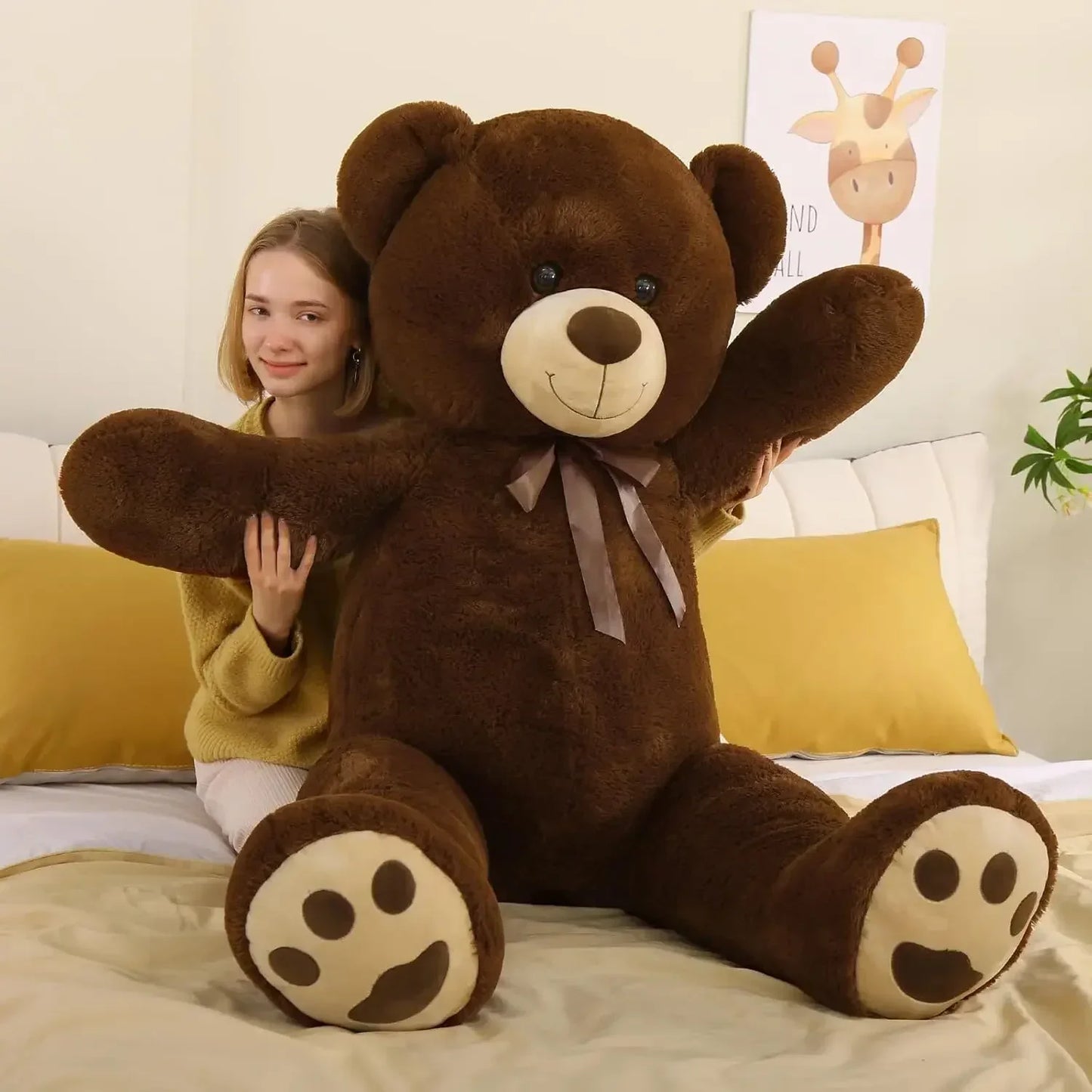 Tezituor  Teddy Bear 5ft, Fluffy Life Size Giant Stuffed Bear , Cute  Teddy Bear Plush Gift for Kids, Girlfriend, Boyfriend,