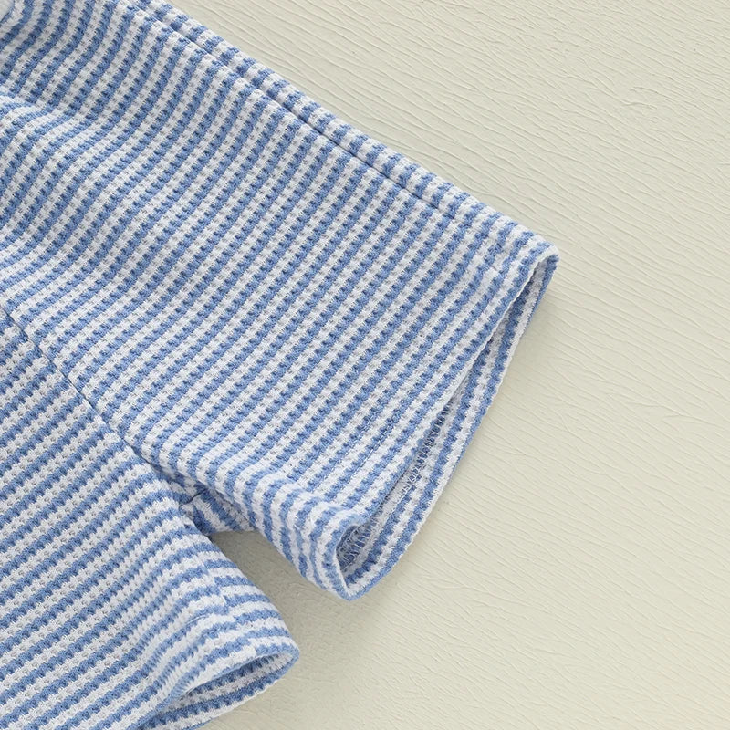 Adorable Infant Summer Ensemble Striped Tee with Elastic Waist Shorts - Cute 2 Piece Set for Your Little One