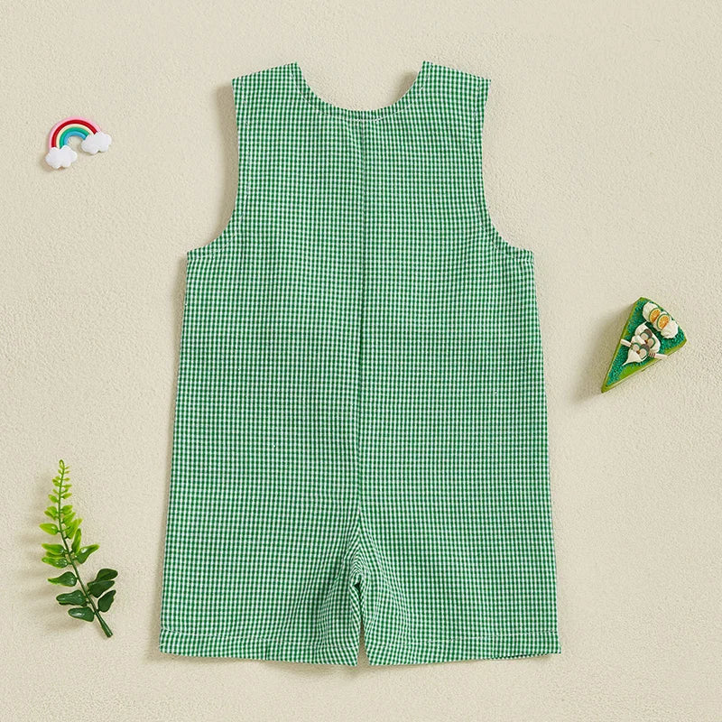 Infant Boy Summer Romper Sleeveless Round Neck Golf Embroidery Jumpsuit Toddler Playsuit Outfit for Newborns