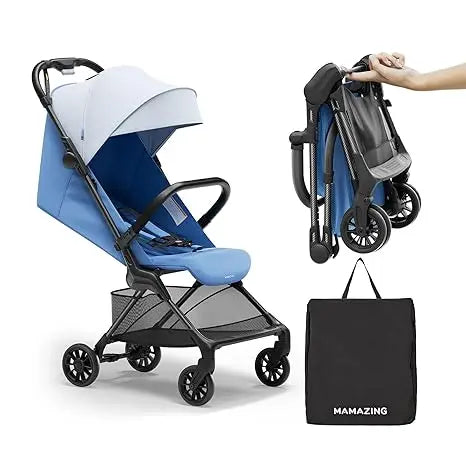 Ultra Air X Portable Baby Stroller 9.9lbs Carbon Fiber Frame with Safety Belt & Storage (BLUE)