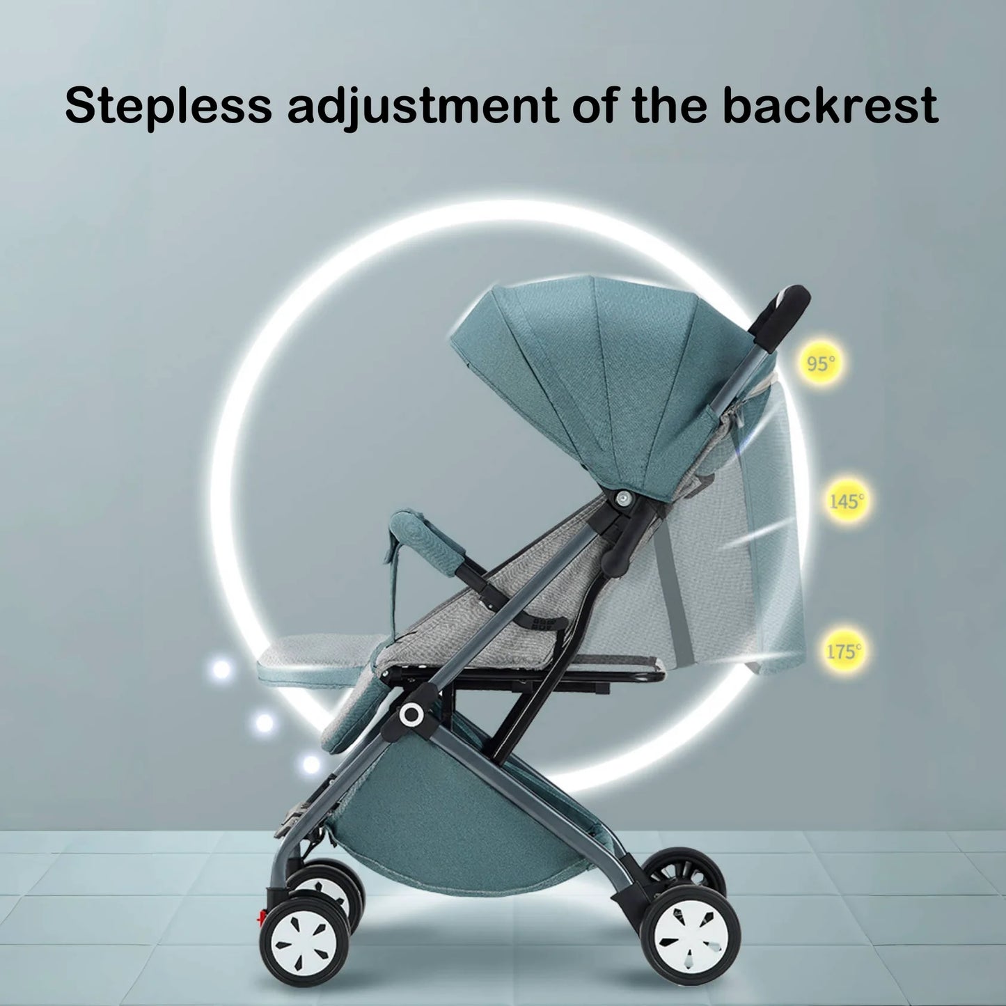 Lightweight Baby Stroller, Compact Toddler Travel Stroller For Airplane, Infant Stroller W/ 5-Point Harness, Adjustable Backrest