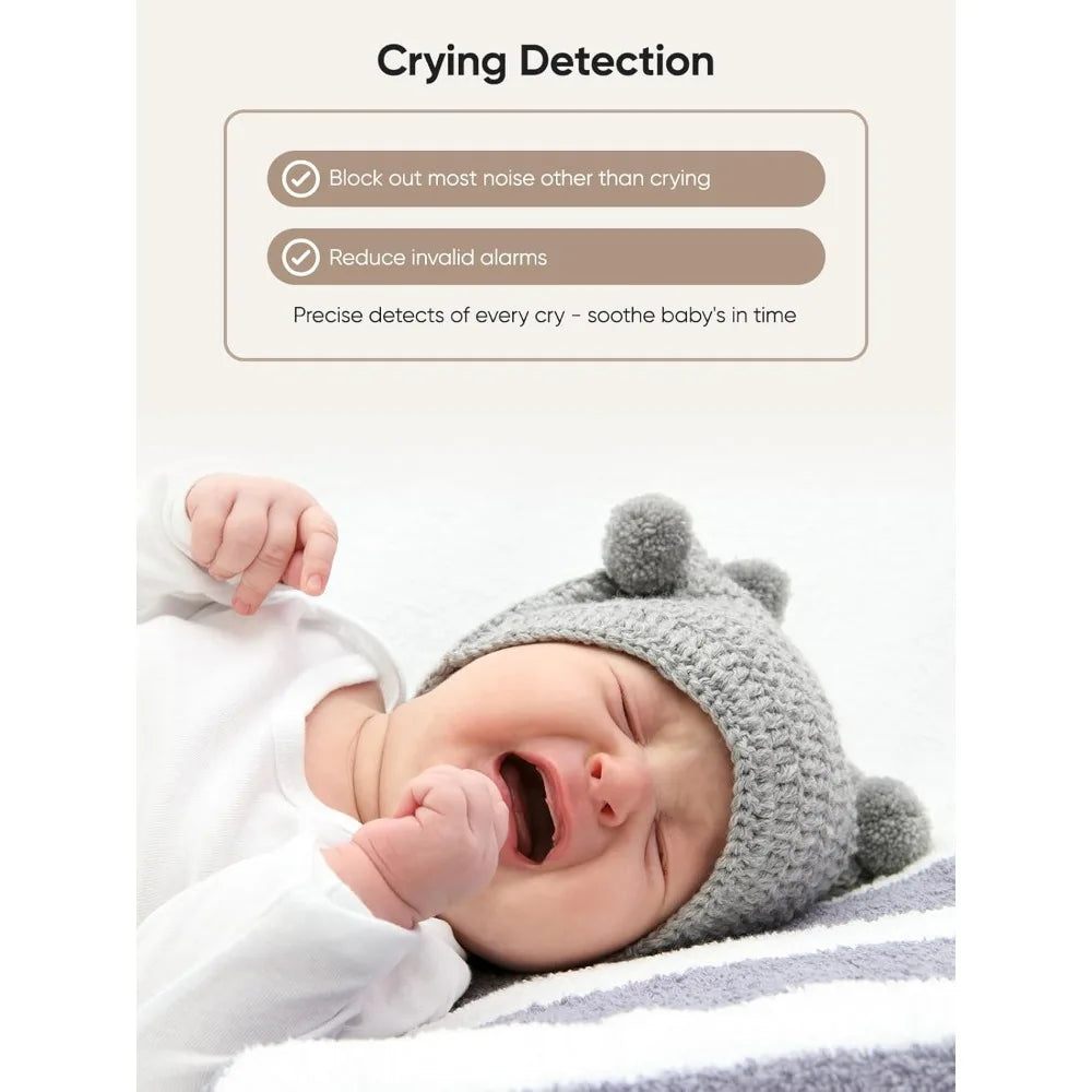 5.5" 1440p Baby Monitor with 2 Cameras, Dual Video Monitor with Split Screen, Smart No WiFi Baby Camera, Detect Sleep Turn Over