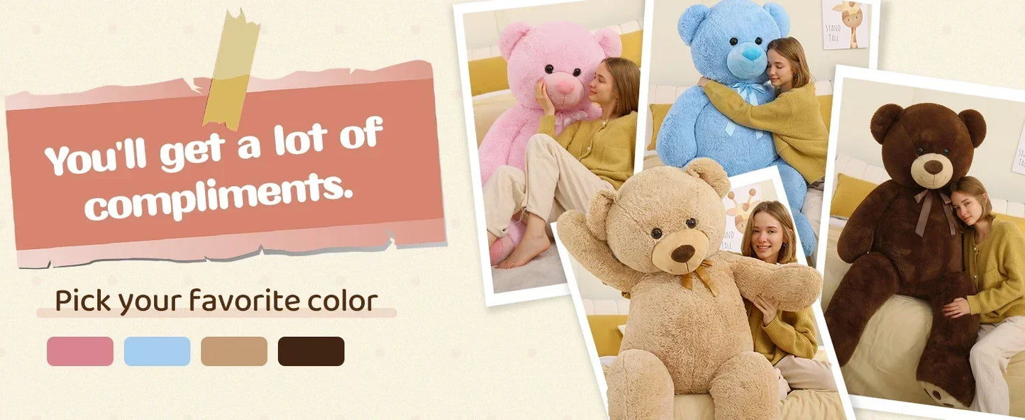 Tezituor  Teddy Bear 5ft, Fluffy Life Size Giant Stuffed Bear , Cute  Teddy Bear Plush Gift for Kids, Girlfriend, Boyfriend,