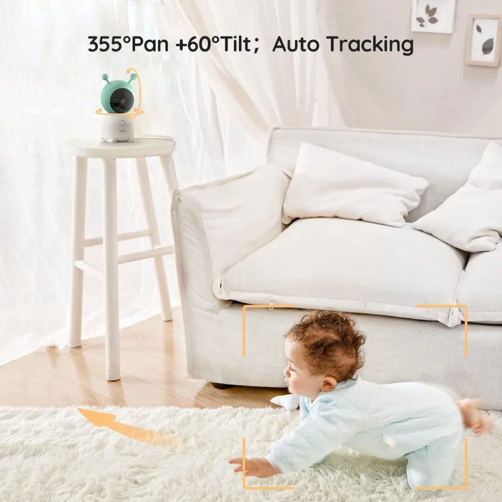 2K Split-Screen 5 Inch Wi-Fi Baby Monitor With 2 Cameras, Colorful Night Light, AI Motion & Sound & Humidity & Temp Detection,