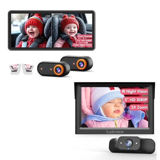 BM5PRO Dual Baby Car Camera & BM1 Car Baby Monitor, Both with Night Vision, HD1080P, Easy Installation, Ideal Gift for Parents w