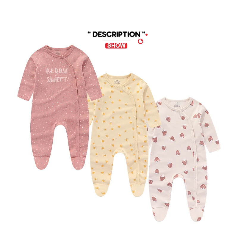 3 Pcs Autumn Winter Fashion Unisex Long Sleeve Casual Soft Comfort Baby Boy Girl Romper Newborn Shower Gifts
