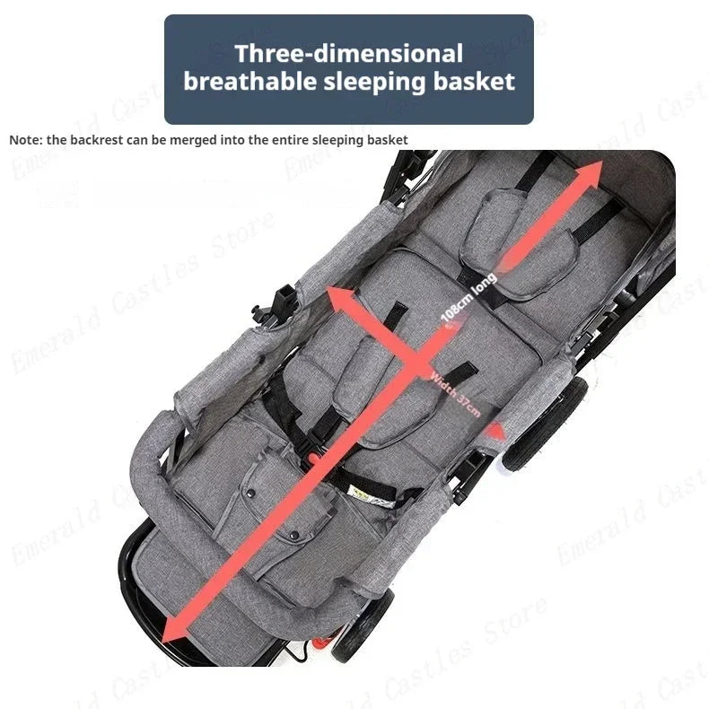 Twin strollers kids two seats strollers foldable carriage Double baby stroller Front and rear seats