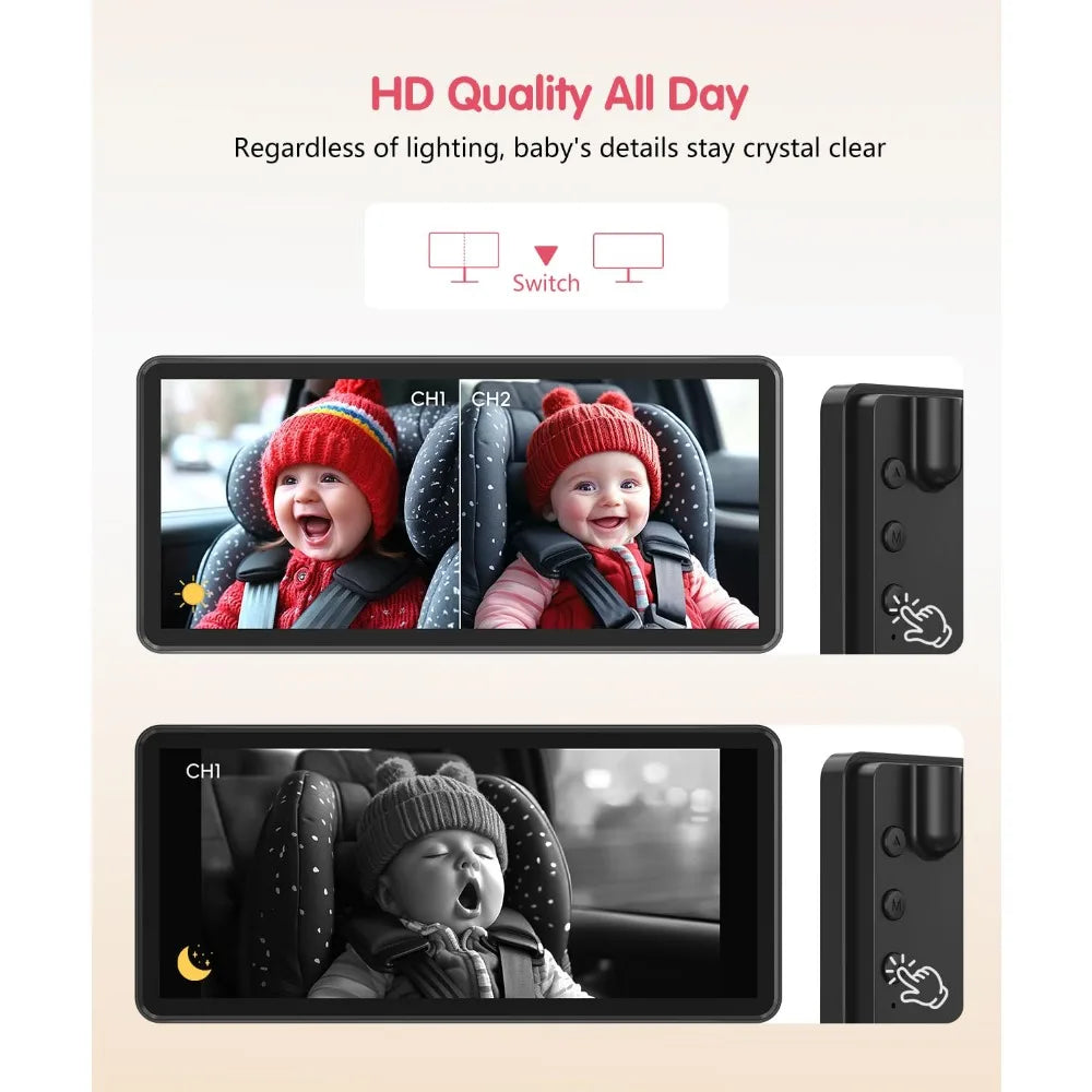 BM5PRO Dual Baby Car Camera & BM1 Car Baby Monitor, Both with Night Vision, HD1080P, Easy Installation, Ideal Gift for Parents w