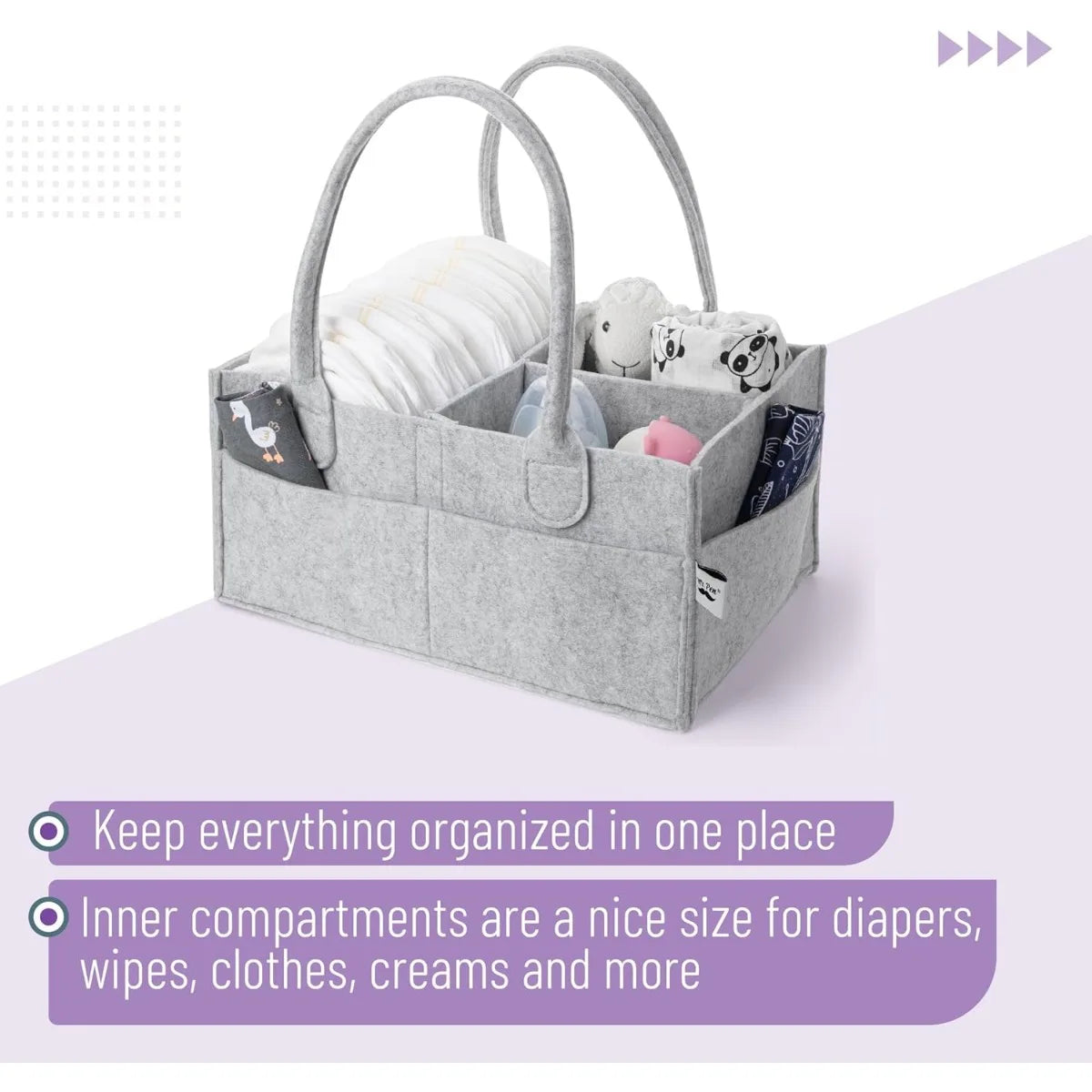 Portable Baby Diaper Caddy Organizer, Car Seat Storage for Nursery Changing Table