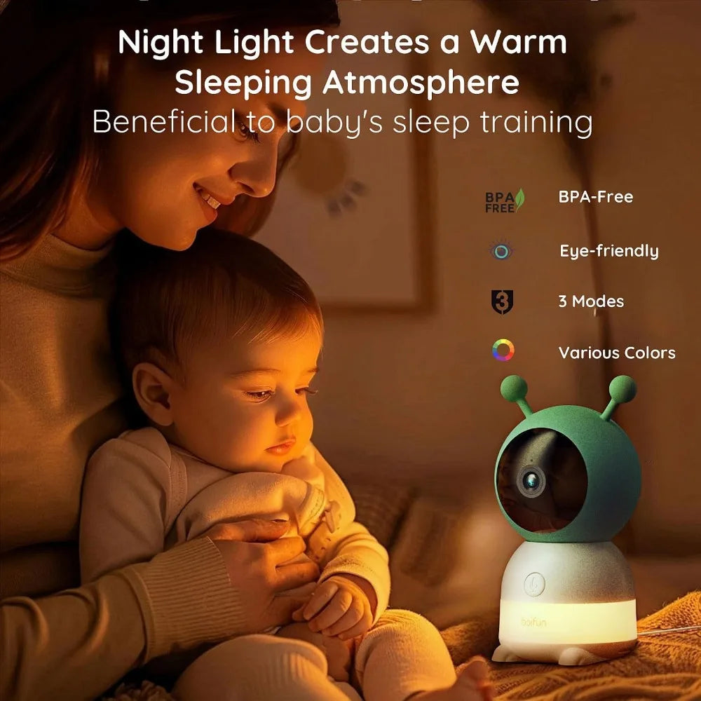 2K Split-Screen 5 Inch Wi-Fi Baby Monitor With 2 Cameras, Colorful Night Light, AI Motion & Sound & Humidity & Temp Detection,