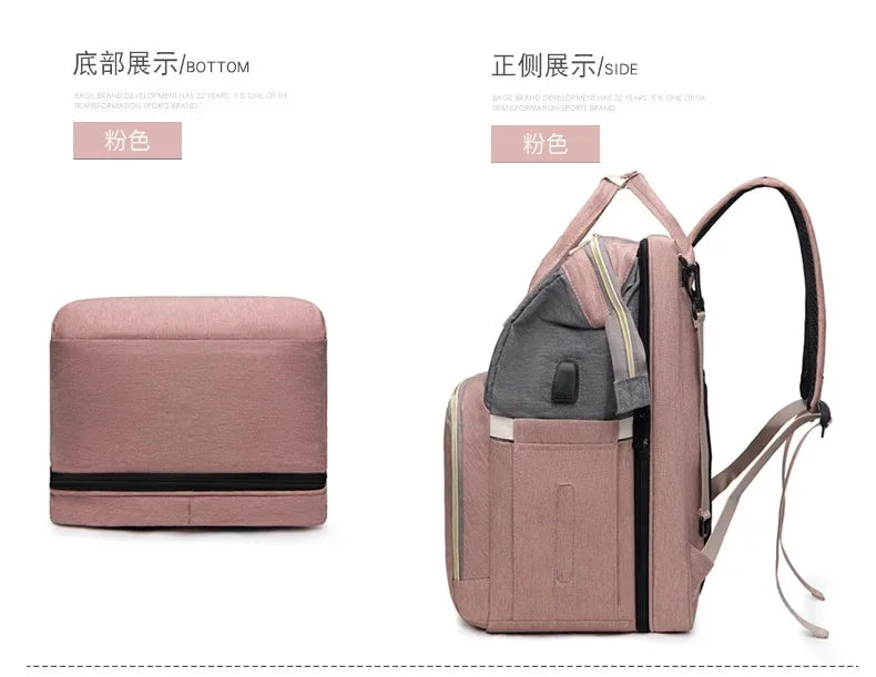 Mommy Bag Lightweight Portable Folding Crib Bed Large-capacity Travel Maternity Bags Baby Backpack Female Mommy Outting Bag Gift