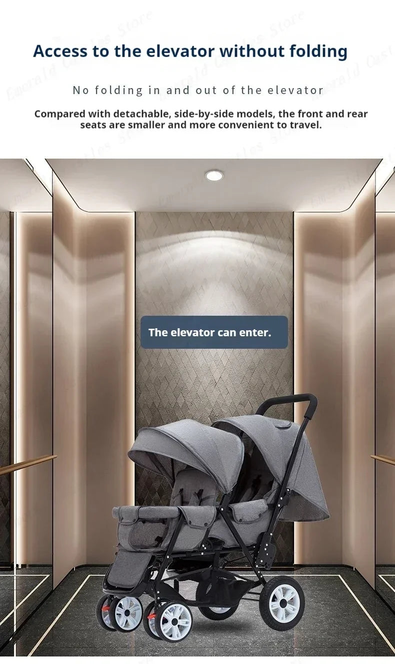Twin strollers kids two seats strollers foldable carriage Double baby stroller Front and rear seats