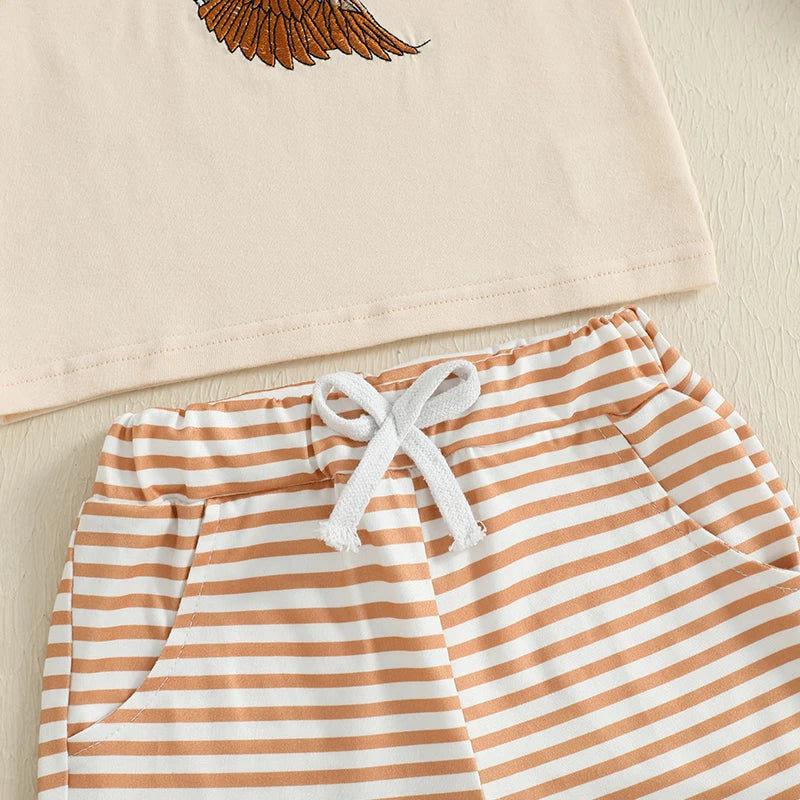 Adorable Infant Boy s Casual Wear Set with Cute Duck Print Tee and Striped Shorts for a Stylish Summer Look