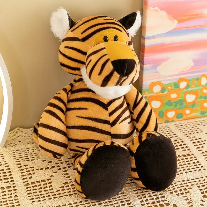 25CM Kawaii Jungle Animal Plush Toys Forest Animal Plush Dog Zebra Elephant Lion Fox Giraffe Children's Toys Doll Birthday Gift