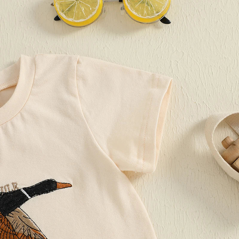 Adorable Infant Boy s Casual Wear Set with Cute Duck Print Tee and Striped Shorts for a Stylish Summer Look