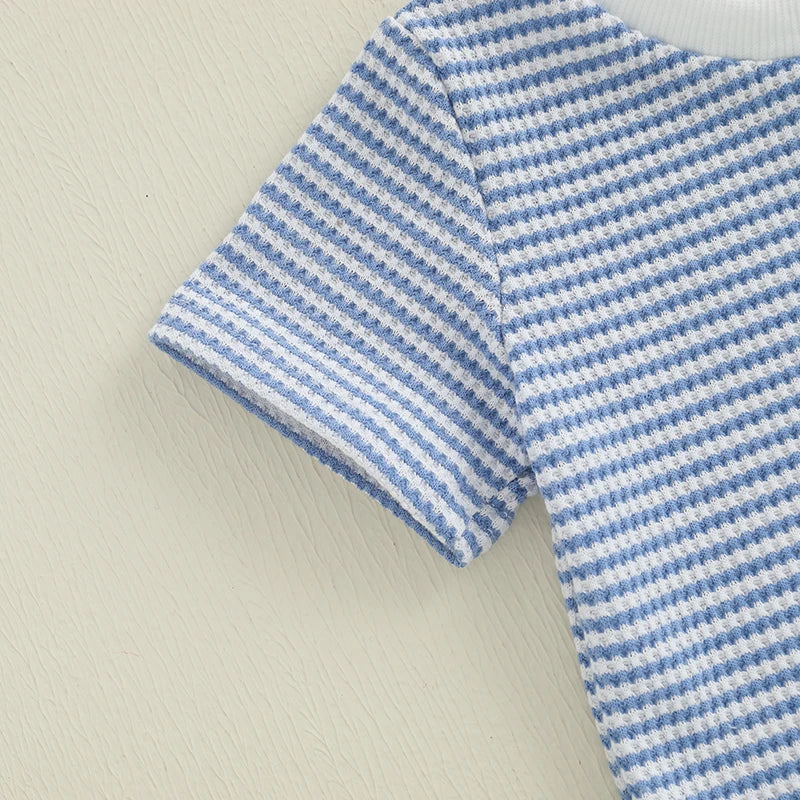 Adorable Infant Summer Ensemble Striped Tee with Elastic Waist Shorts - Cute 2 Piece Set for Your Little One
