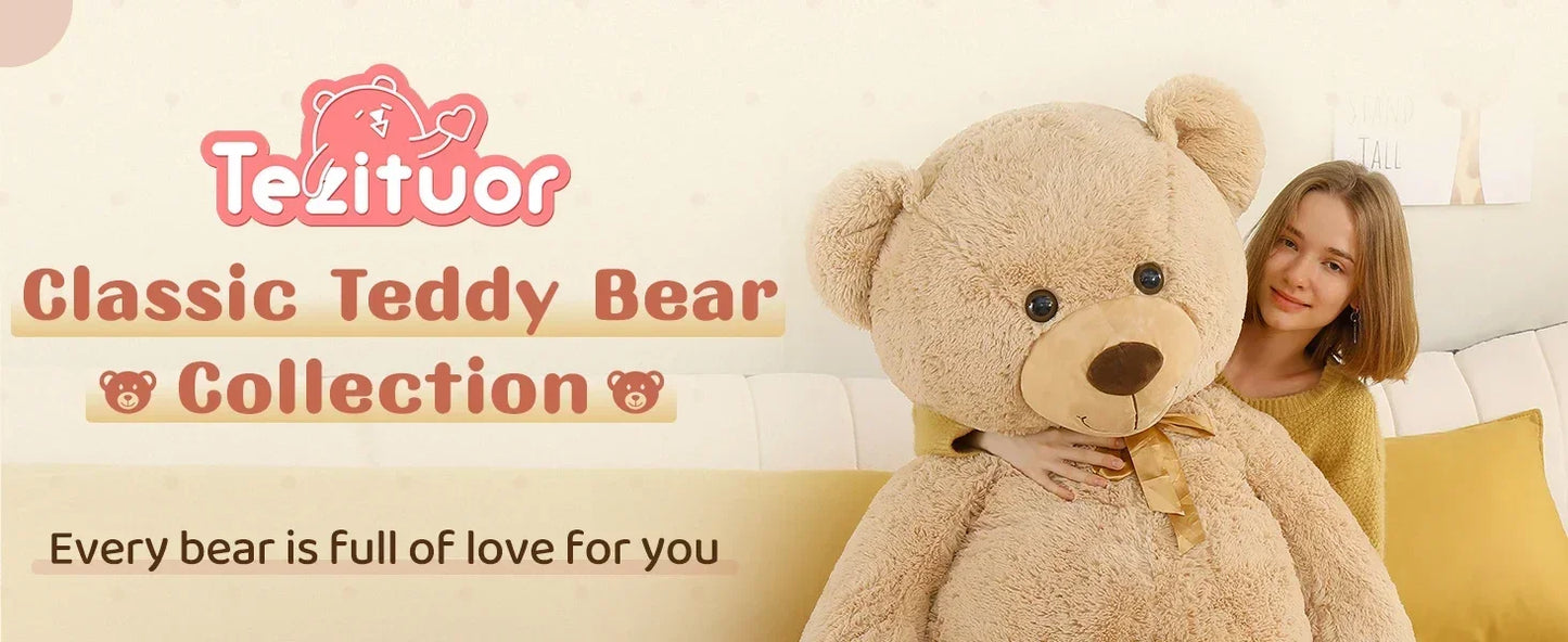 Tezituor  Teddy Bear 5ft, Fluffy Life Size Giant Stuffed Bear , Cute  Teddy Bear Plush Gift for Kids, Girlfriend, Boyfriend,