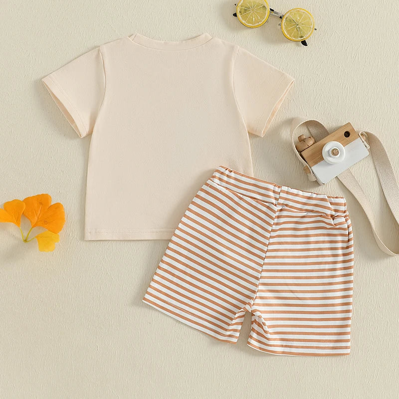 Adorable Infant Boy s Casual Wear Set with Cute Duck Print Tee and Striped Shorts for a Stylish Summer Look