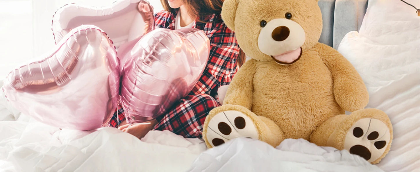 MorisMos Giant Teddy Bear with Big Footprints Plush Stuffed Animals Light Brown 39 inches