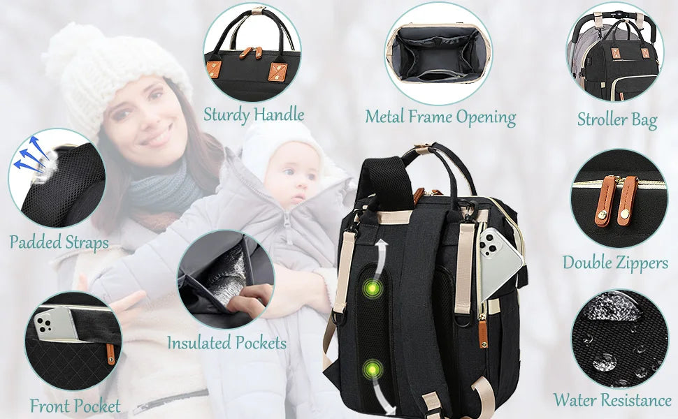 Multifunctional Diaper Bag Backpack Baby Bag, Baby Girl Boy Diaper Bag for Dad Mom , Large Capacity Nursing Diaper Bag